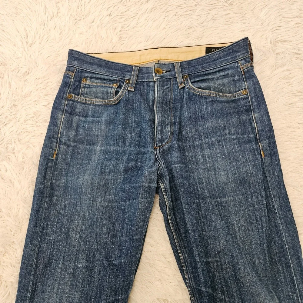 Rag & Bone Men's Sz 30x32 Denim Blue Button Fly Slim Straight Linen Rinse‎ Jeans